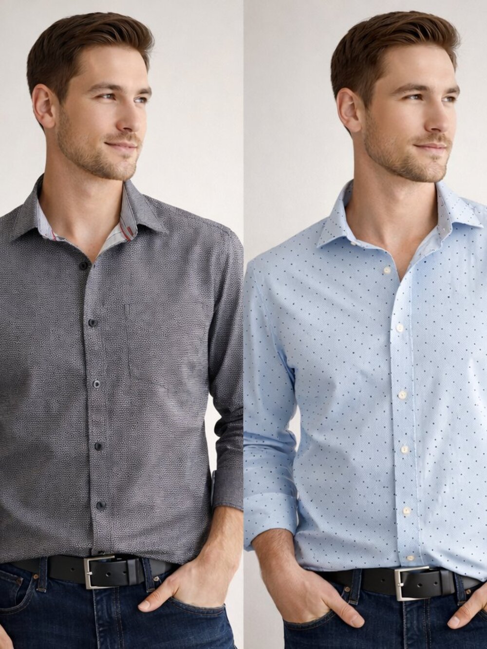 Men’s Button Down Shirt Bundle L Denim & Flower Ricky Singh International Report